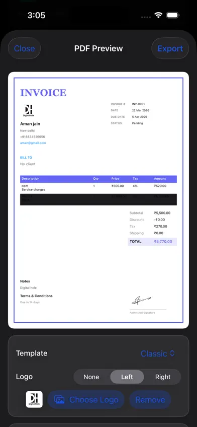 InvoiceNano: AI Invoice maker screenshot 2