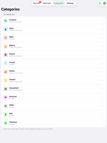 Grocery/ShoppingList iPad screenshot