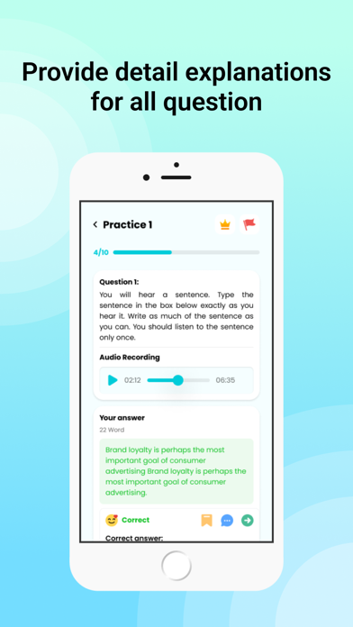PTE® Practice Exam Screenshot