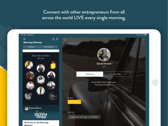 The Morning Meetup iPad screenshot 1 - Social Networking app