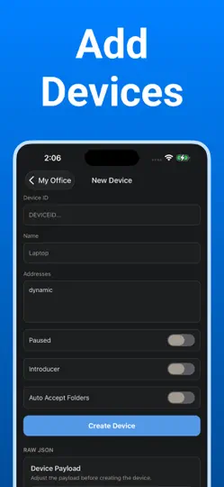 Capture d'écran de Syncthing Monitor sur iPhone 6