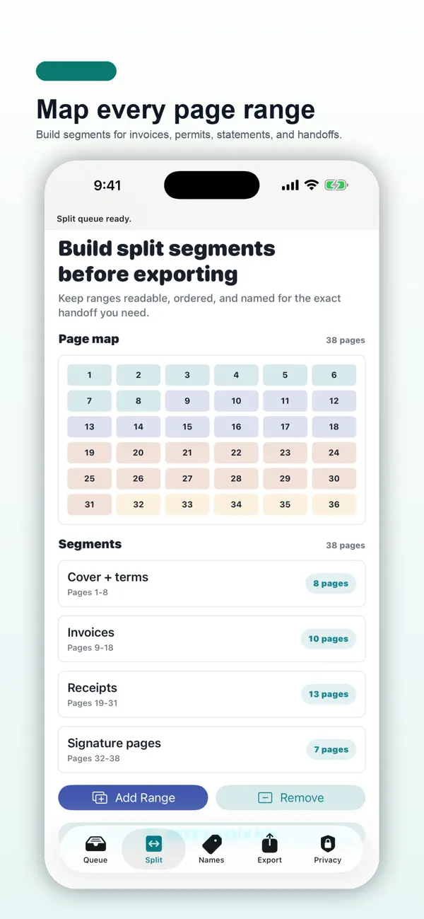 Screenshot #2 pour PDF Split Rename Private