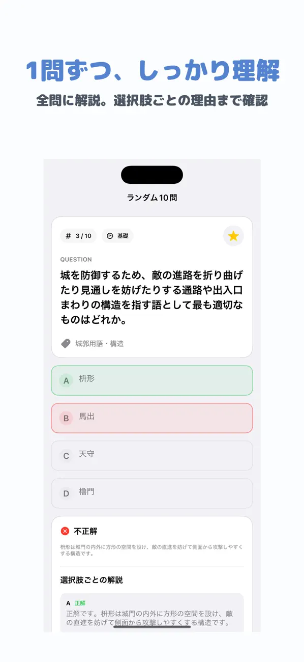 Screenshot #2 pour 日本城郭検定 3級 | 2026年対策問題