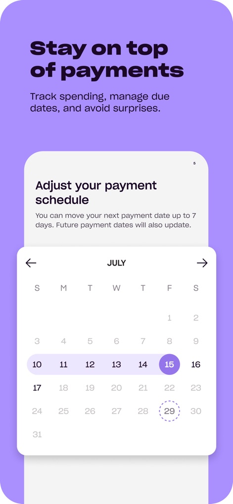 Zip - Buy Now, Pay Later - Explore how users can effortlessly adjust their payment schedules using the intuitive calendar interface and clearly marked due dates.
