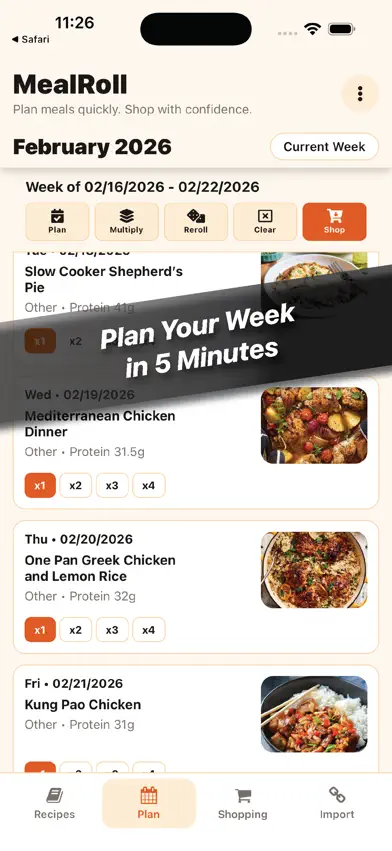 MealRoll: Weekly Meal Planner screenshot 1