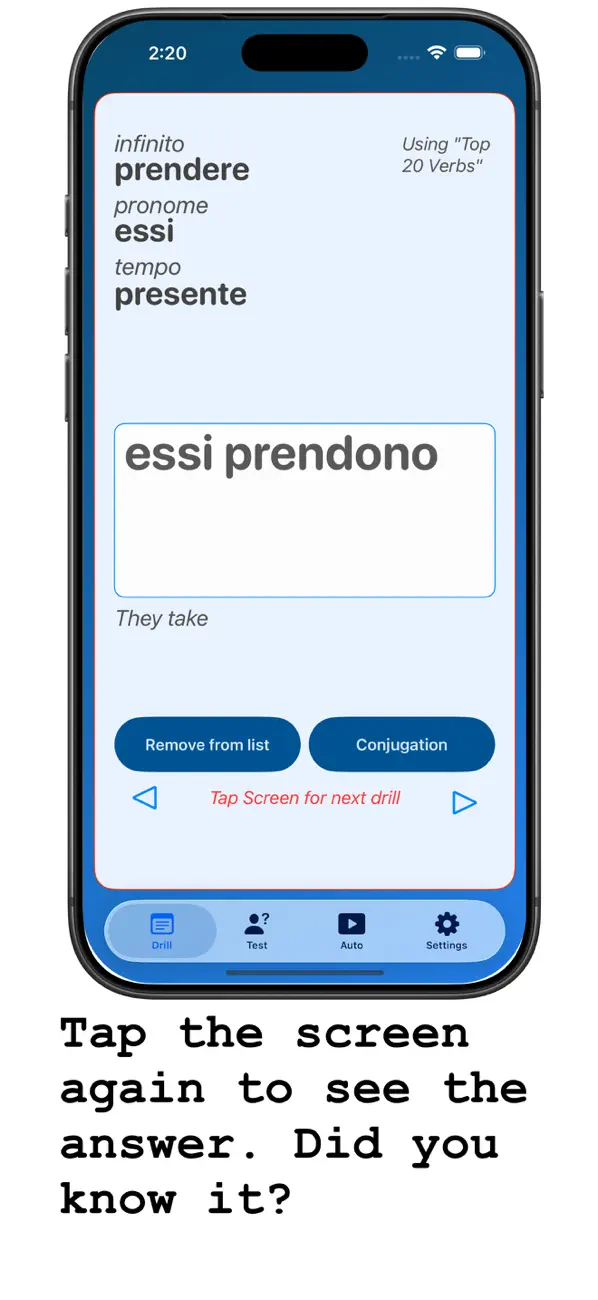 Screenshot #3 pour Verbi - Italian Verb Trainer