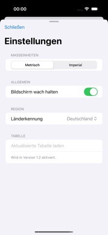 Backform Umrechnung screenshot