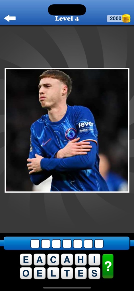 Whats the Team? Football Quiz - This quiz presents a player in their team's gear and offers partially filled answer blanks to guide the player.