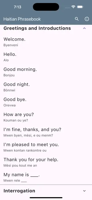 Haitian Phrasebook screenshot 2