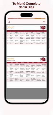 Menú IA: Planificador Semanal screenshot