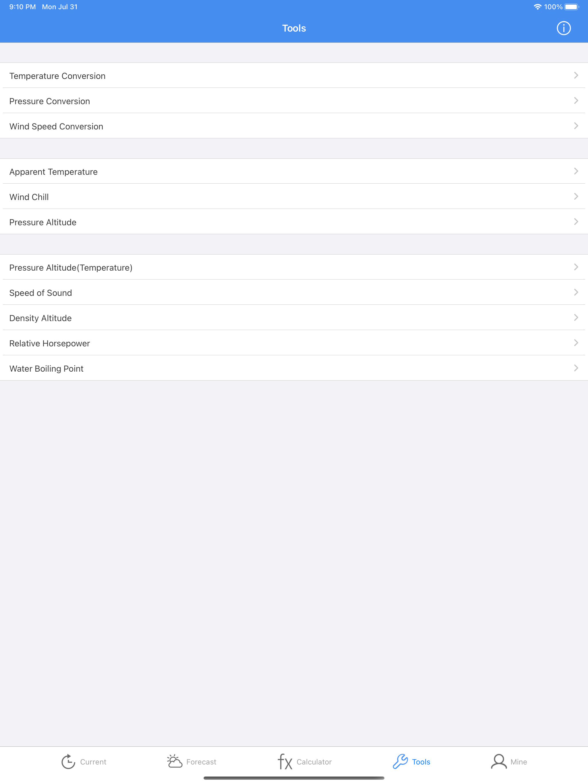 Meteo Calc: Tiempo