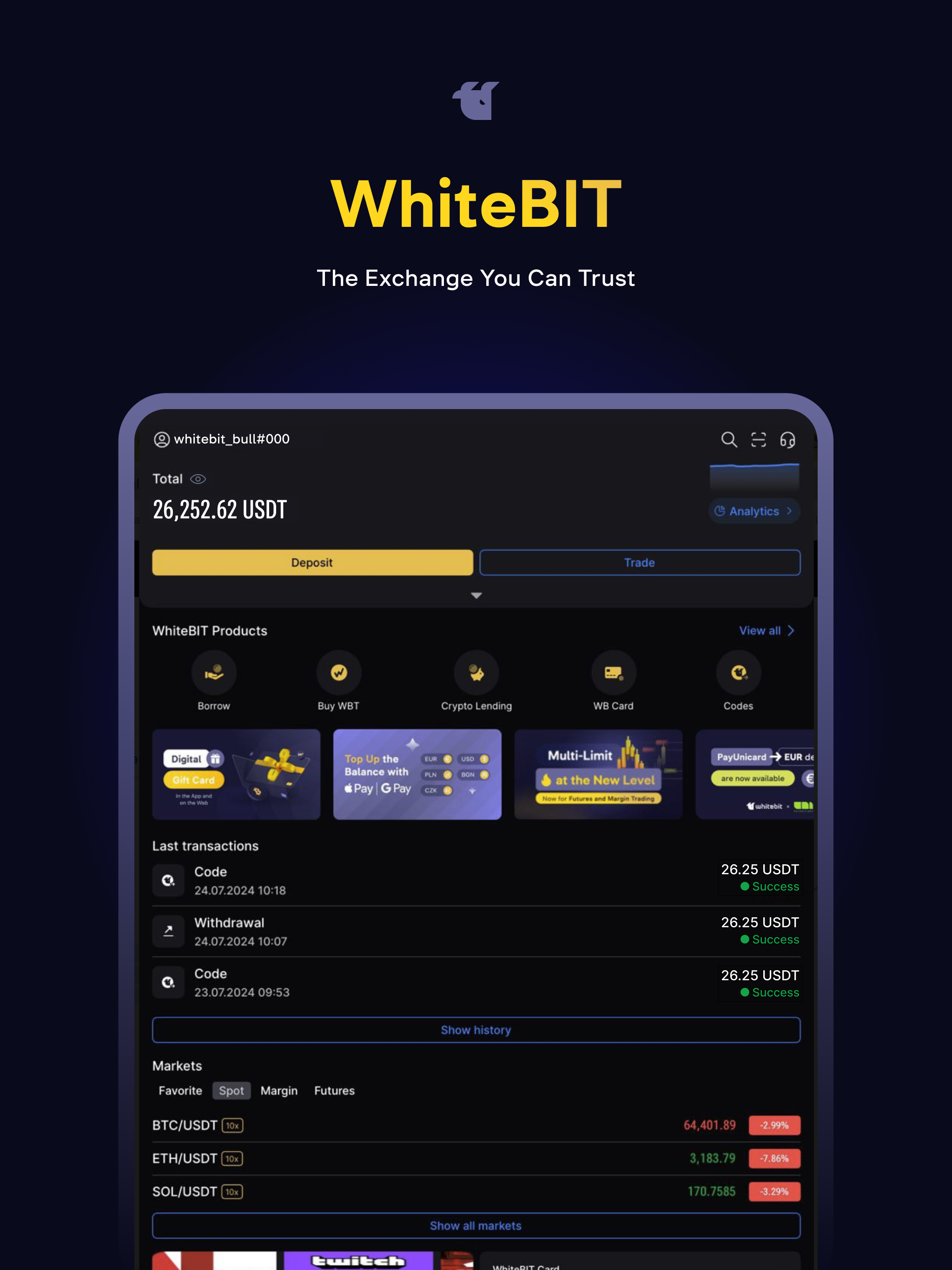 WhiteBIT – buy & sell bitcoin