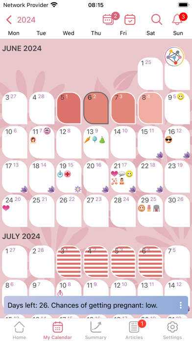 WomanLog Pro Calendar Screenshot