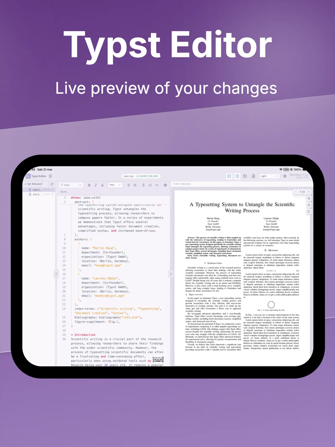 #3. Typst Editor (iOS) Ved: Michele Yin