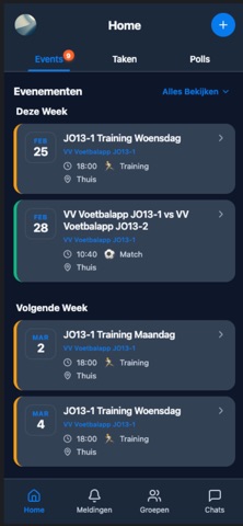 Voetbalapp iPhone screenshot