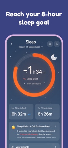 8hours: Reach Sleep Target iPhone screenshot