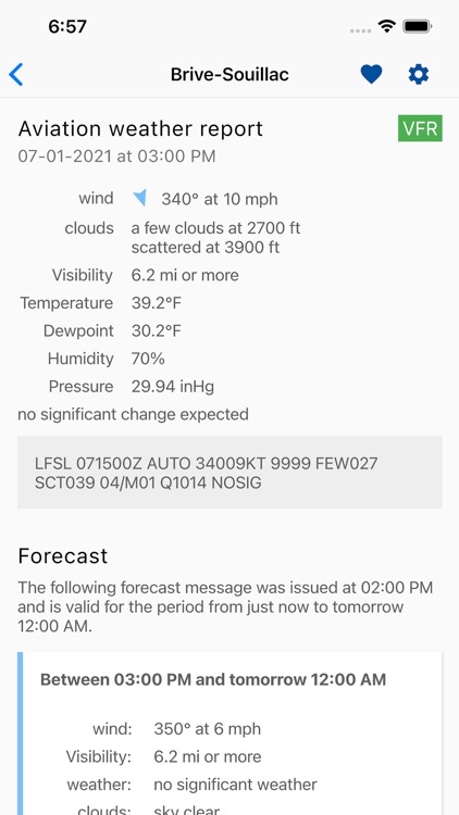 Aviation weather - METAR & TAF