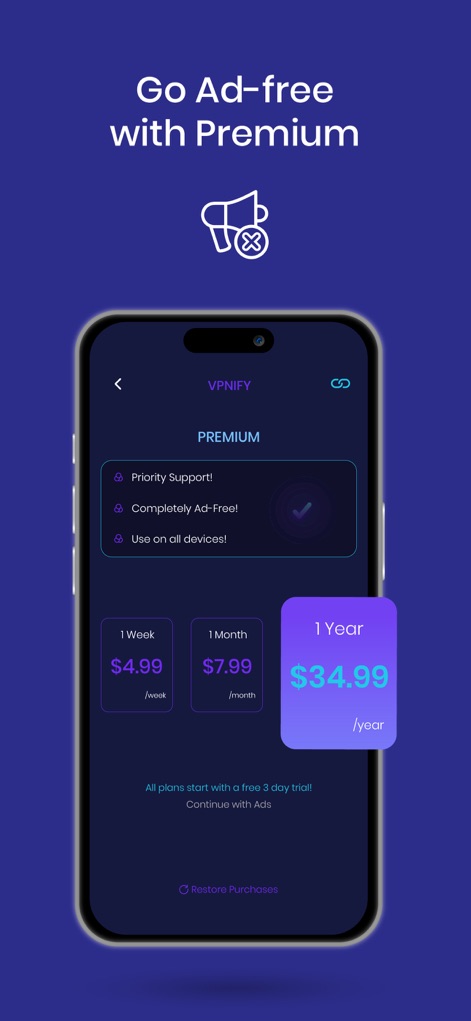 VPNIFY - Unlimited VPN - Unlock Premium Benefits