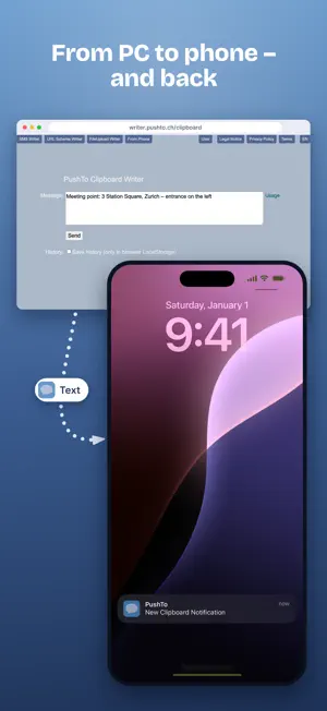 PushTo: Transfer Text & Files screenshot 1