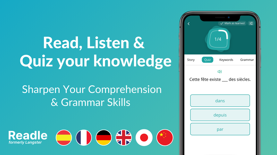 #7. Readle: Learn Languages Daily (iOS) By: A-Type Technologies