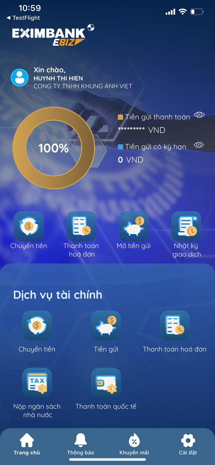 Eximbank EBiz screenshot 1