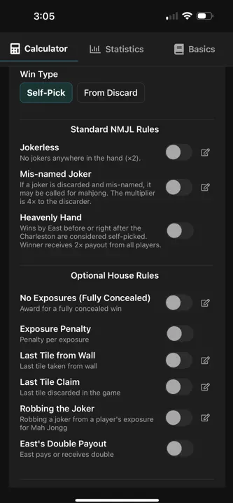 Mahjong Calculator (American) screenshot 2