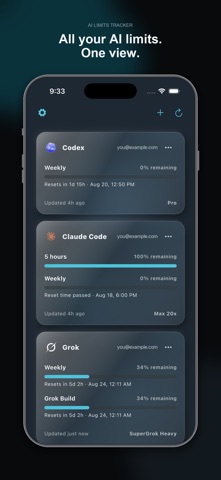 AI Limits Tracker iPhone screenshot 1