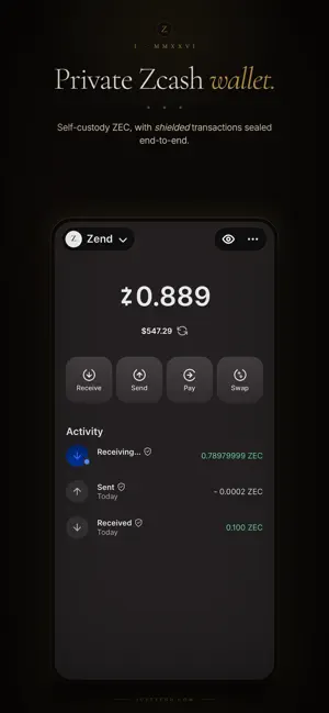 Zend: Zcash Wallet screenshot 1