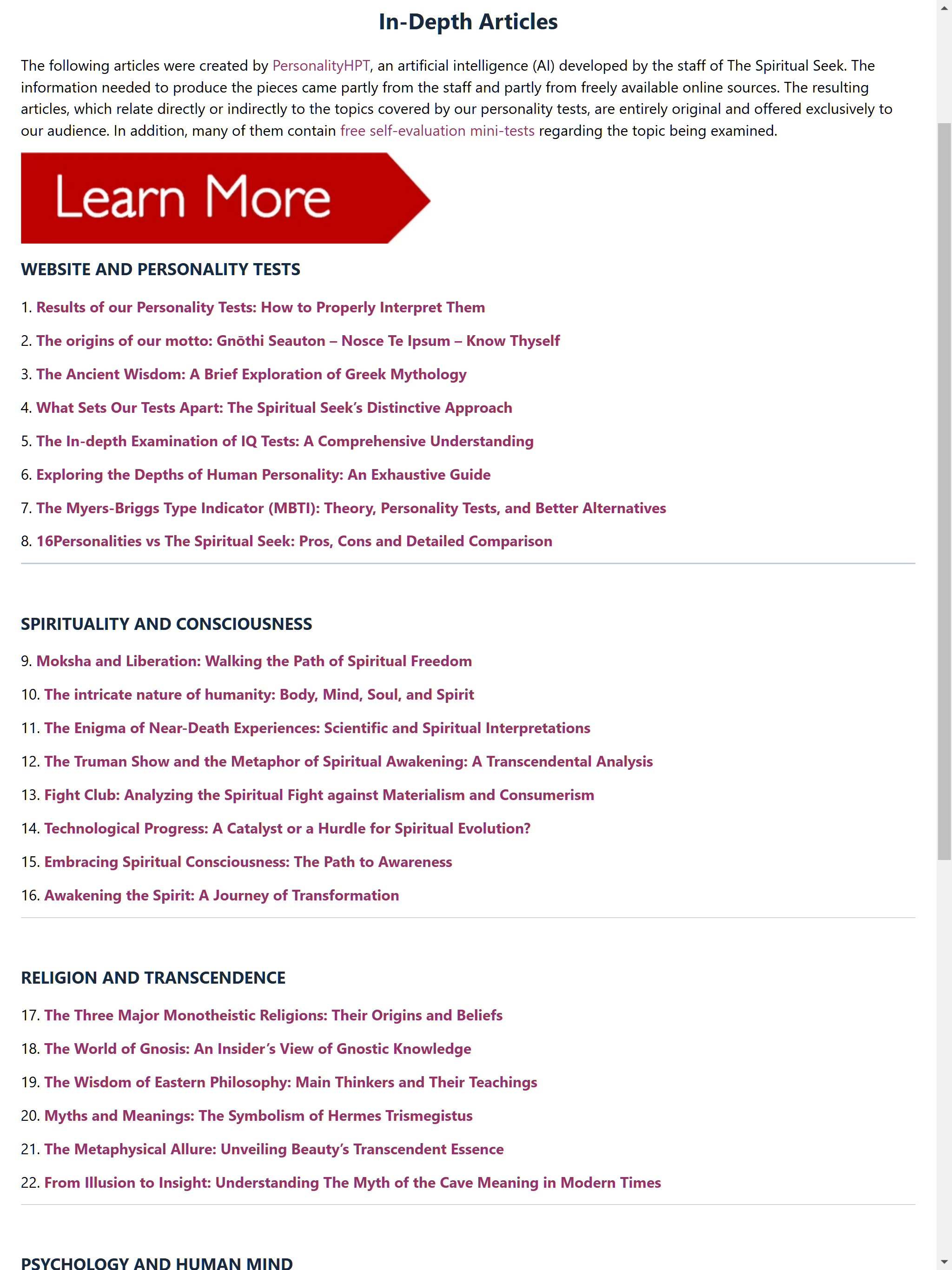 Spiritual Personality Tests