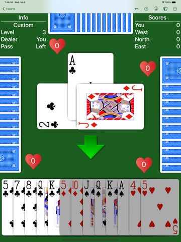 Hearts - Expert AI iPad screenshot