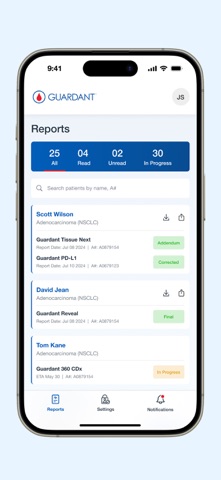 Guardant Health Portal screenshot