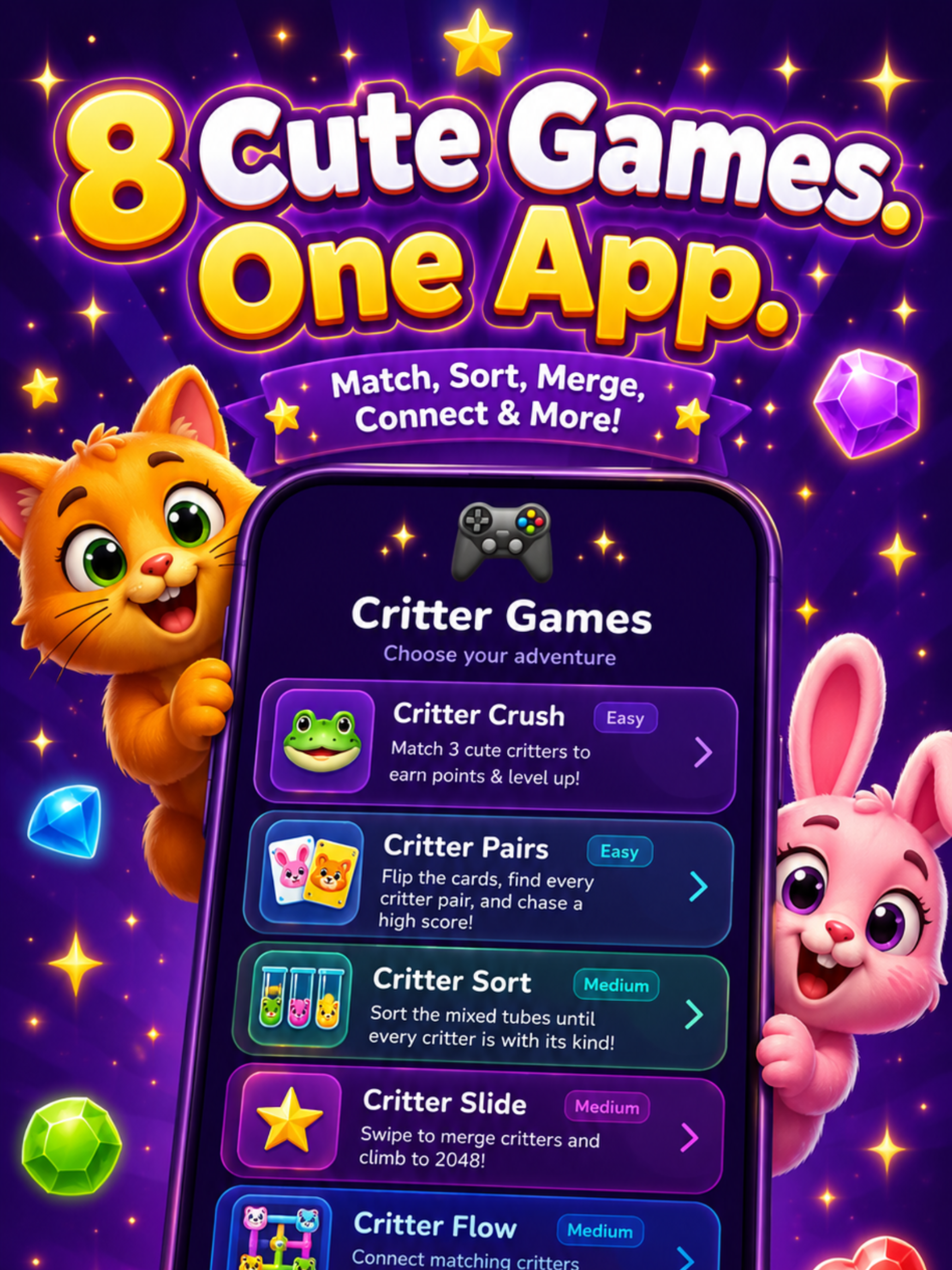 Critter Crush — Multi-Game App screenshot 6