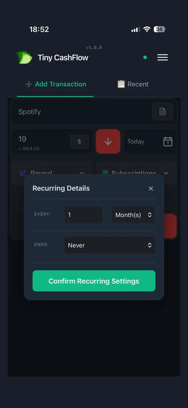 #2. TinyCashFlow (iOS) Podle: Ori Shlezinger