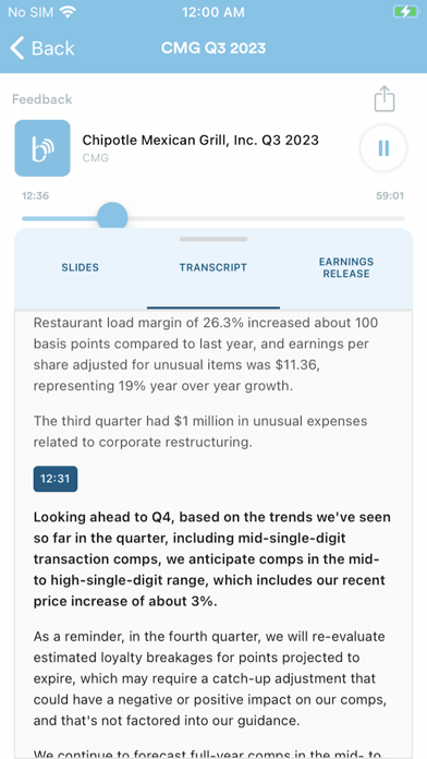 Earnings Calls Screenshot