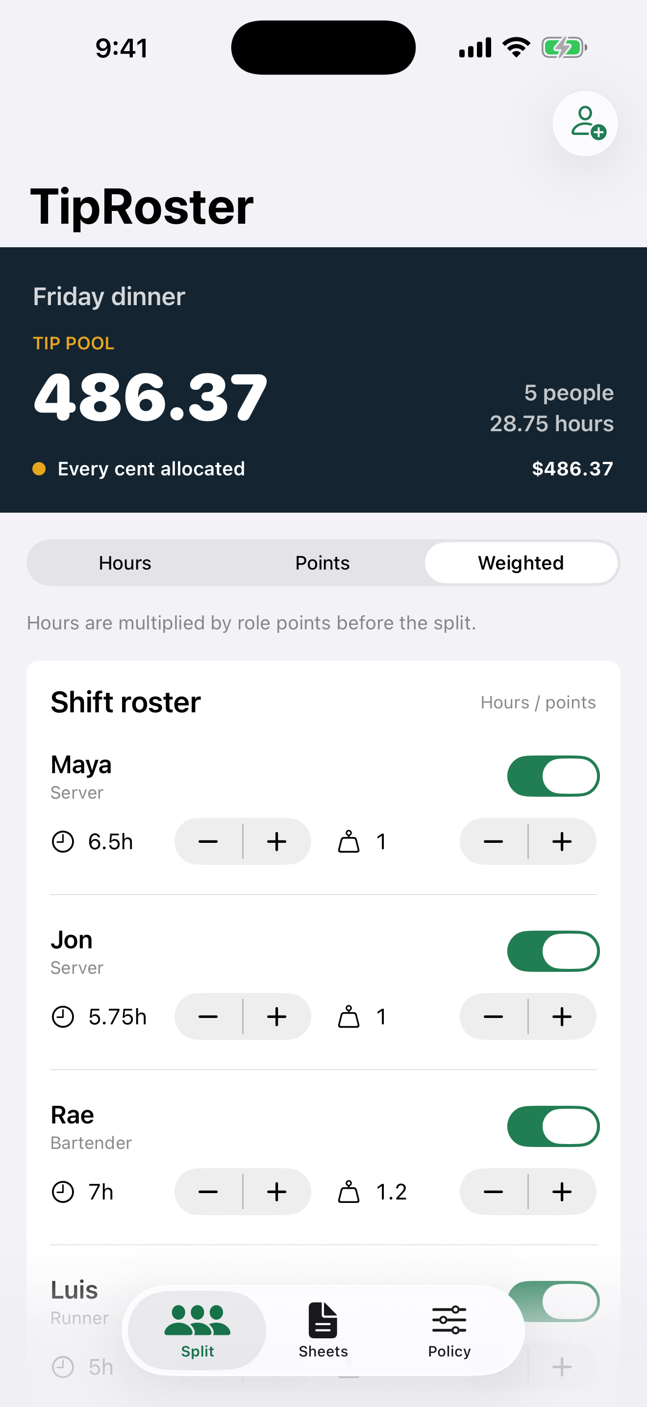 TipRoster screenshot 1 of 3