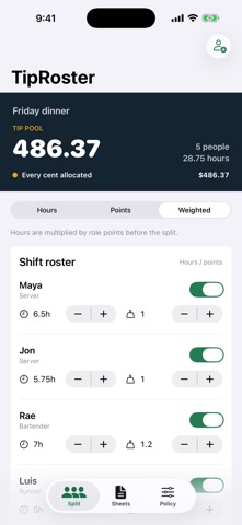 TipRoster screenshot