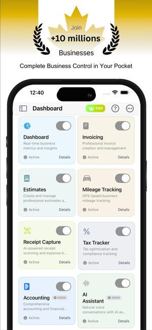 لقطة شاشة لمدير الفواتير