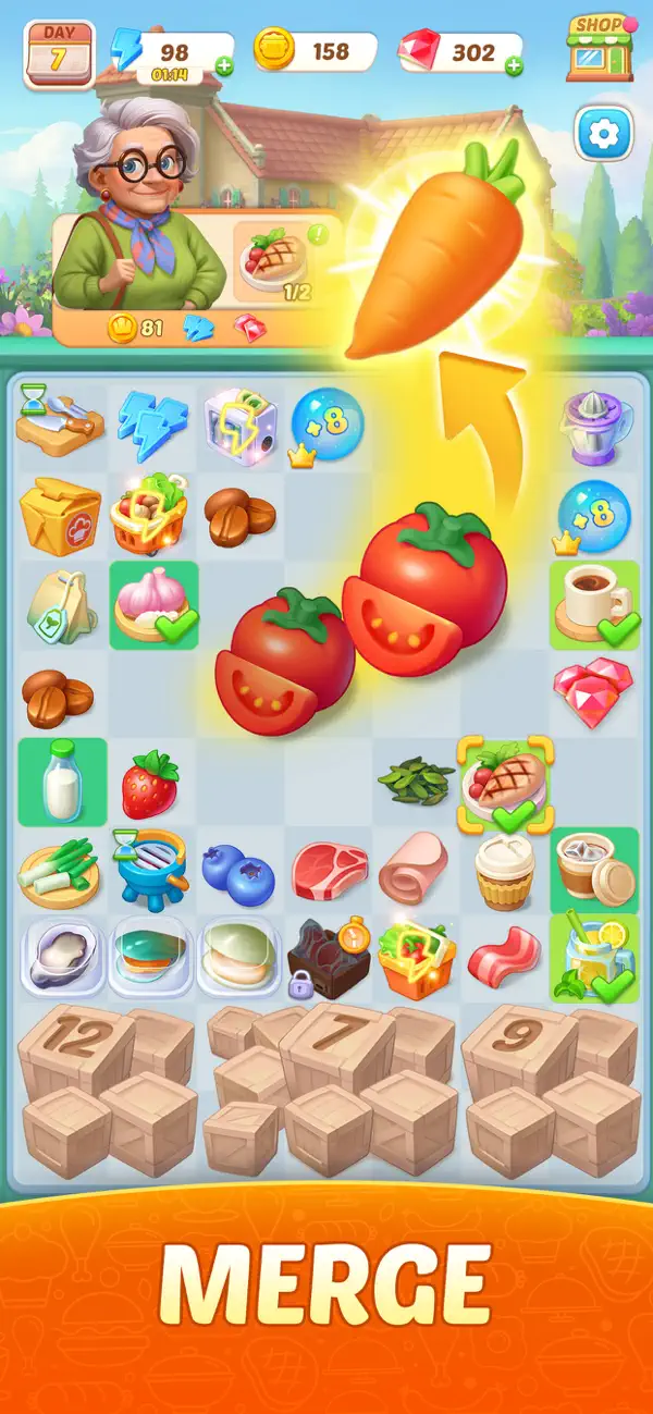 Flambé: Merge and Cook Hack screenshot 1 - game app interface