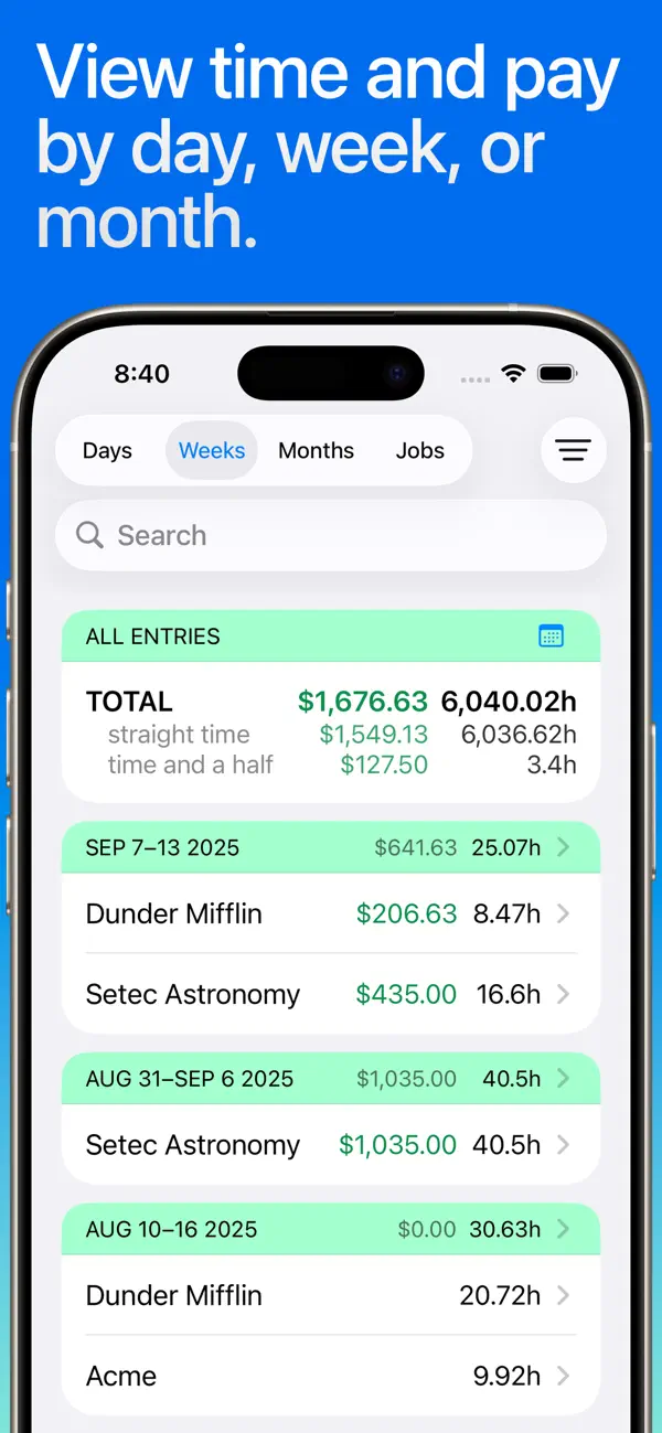 Screenshot #3 pour Hours Tracker: Time Tracking