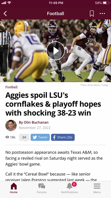 TexAgs iPhone screenshot 5 - Sports app