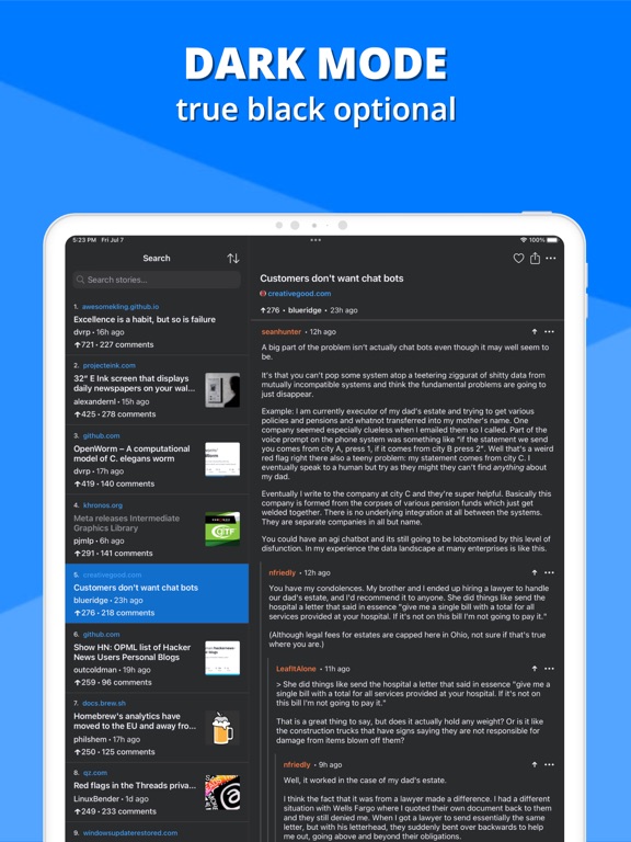 Octal for Hacker News iPad screenshot 4 - News app