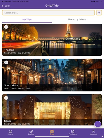GripaTrip: AI Travel Planner iPad screenshot