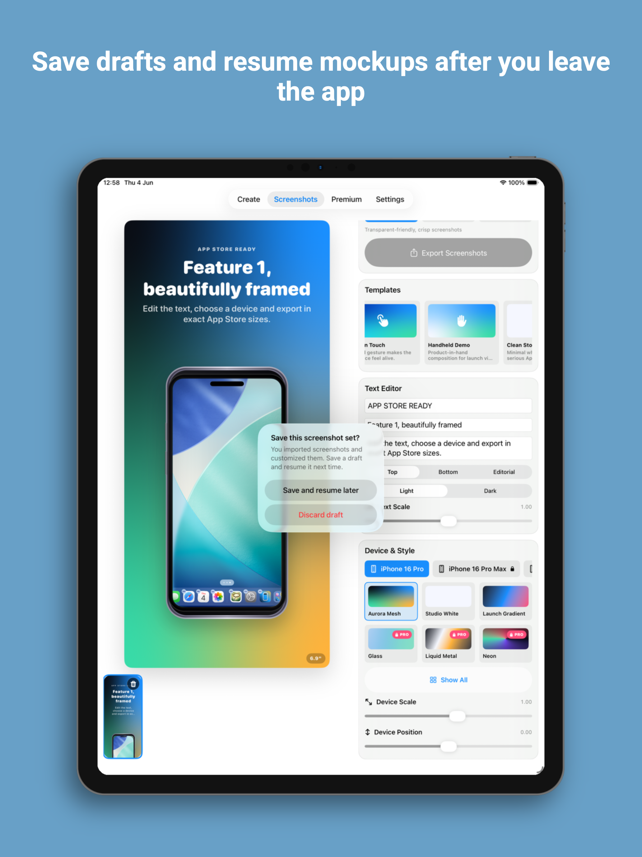 Frame Mockup Screen