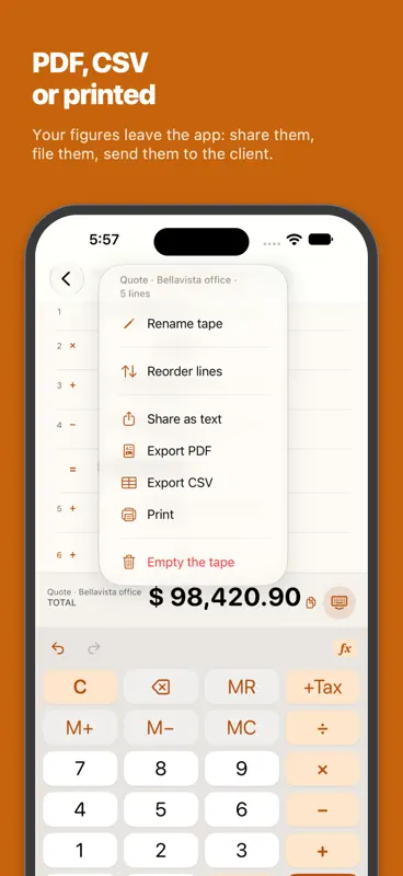 Tape Calculator with Notes screenshot 3 of 8