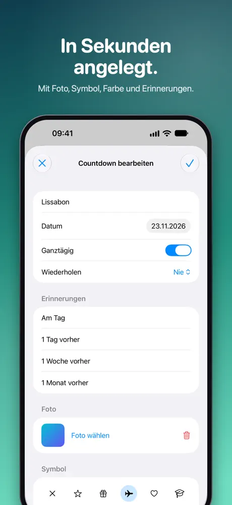 Countdown+ auf dem iPhone, Bildschirmfoto 6