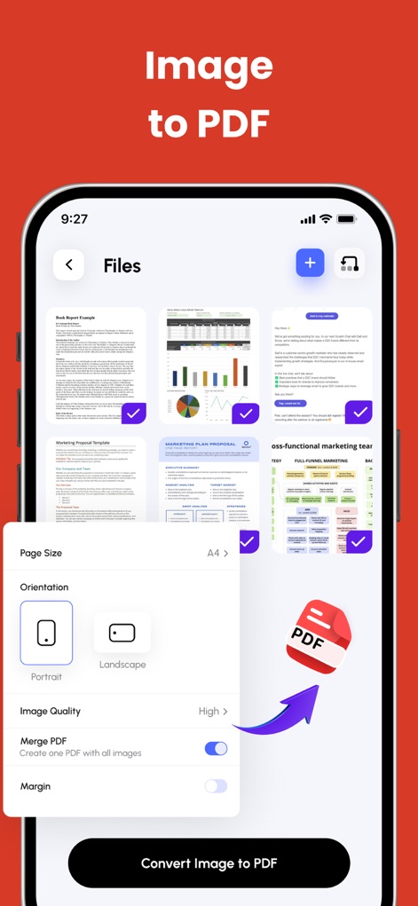 PDF Converter - PDF Editor・ - This tool allows users to convert images to PDF, with options to adjust page size and merge multiple images into one document.
