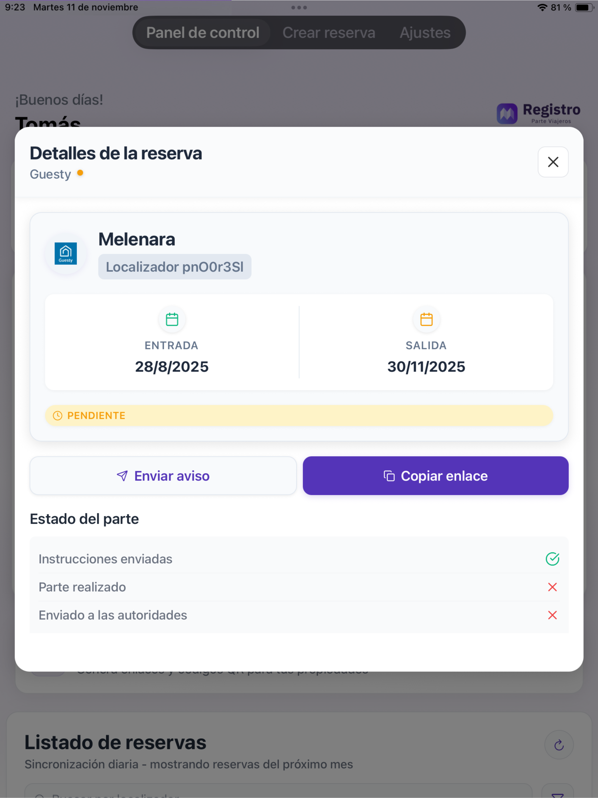 Registro Parte Viajeros
