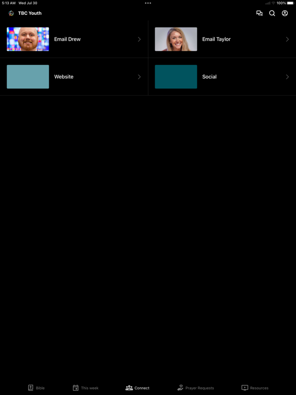 Trinity Baptist Church - Youth iPad screenshot 2 - Education app