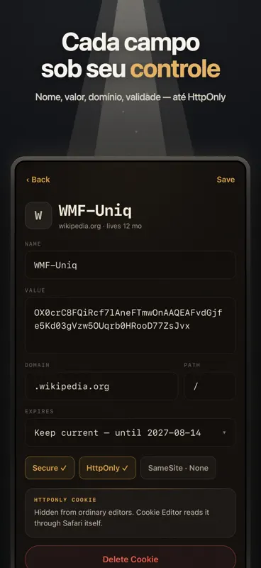 The Cookie Editor for Safari screenshot 2 of 7