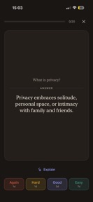 Recall: AI Private Study Cards screenshot